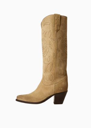 '70 Wish Star Rose Embroidery Suede Boot | Sand